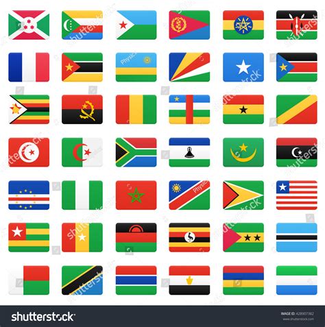 African Countries Flags Vector Icons Set Royalty Free Stock Vector