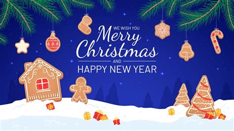 Gingerbread Background Merry Christmas And New Year 2021 Greeting Car