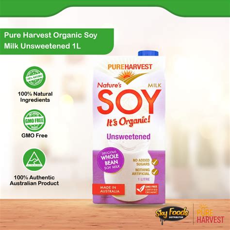 Pureharvest Organic Soy Milk Unsweetened 1l Shopee Malaysia
