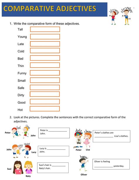 Free esl worksheets and answer keys for comparatives adjectives : Comparative adjectives - Interactive worksheet