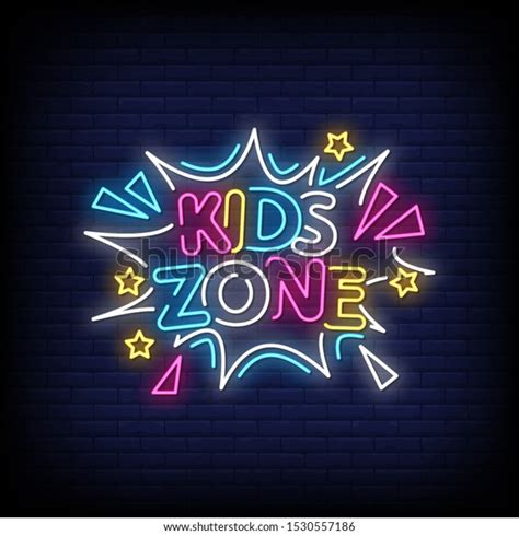 Kids Zone Neon Signs Style Text Stock Vector Royalty Free 1530557186