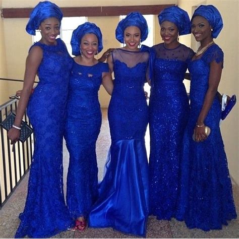 Royal Blue Nigerian Bridesmaids At Wedding Via Bella Naija Follow