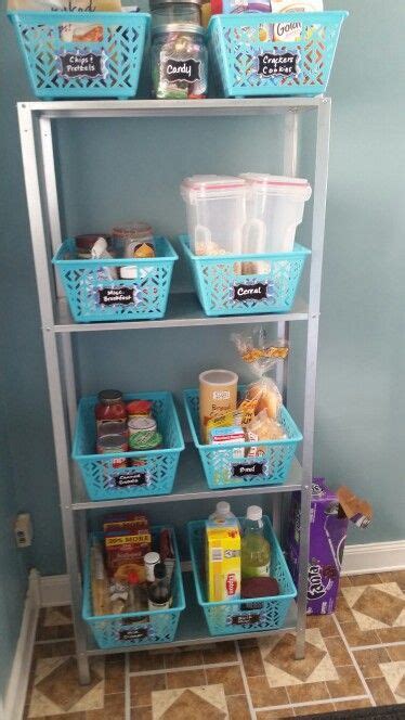 Collection by melissa grubbs • last updated 12 days ago. No-Pantry Solutions-Organize pantry food for $24. Bins and labels from dollar tree. Shelf is ...