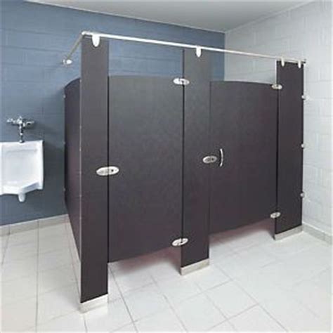 Granite partitions are combined with stainless steel components for a formal bathroom design. The most popular material choices for stall dividers for commercial partitions for industrial ...