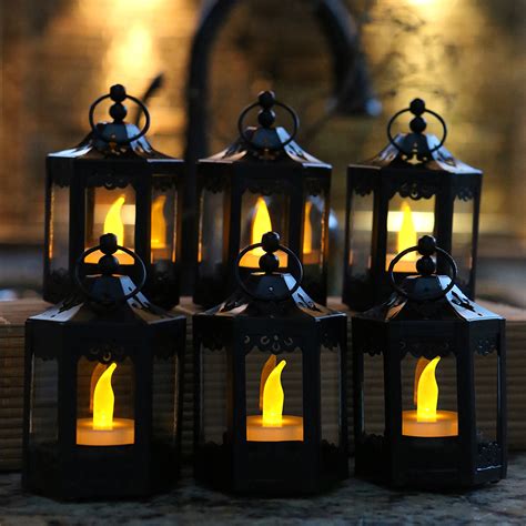 Black Hexagon Mini Lantern Set Of 6 Famous Favors