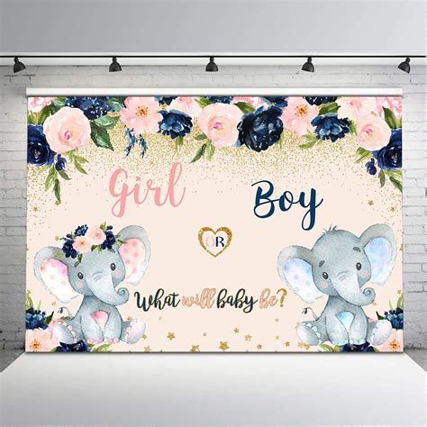 Buy Avezano Elephant Gender Reveal Party Backdrop Navy Blue And Pink