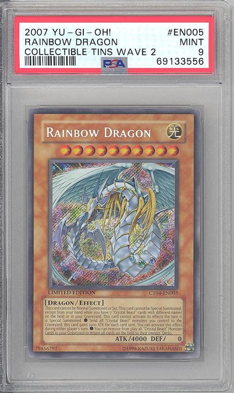 Psa 9 Yu Gi Oh Card Ct04 En005 Rainbow Dragon Secret Rare Holo