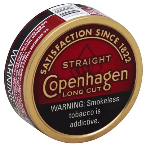 Copenhagen is a brand of dipping tobacco made by the u.s. Copenhagen Smokeless Tobacco, Straight, Long Cut (1.2 oz) from Giant Food Stores - Instacart