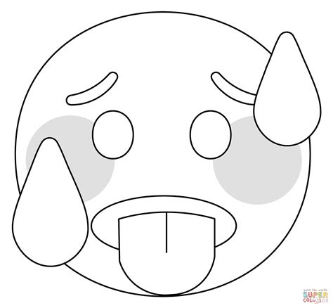 Hot Face Emoji Coloring Page Free Printable Coloring Pages