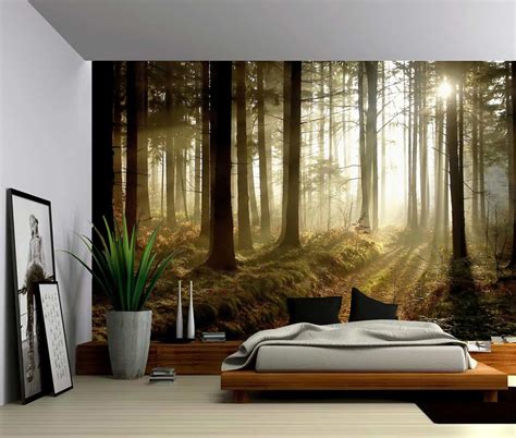 Autumn Forest Trees Self Adhesive Vinyl Wallpaper Peel And Stick Fabric