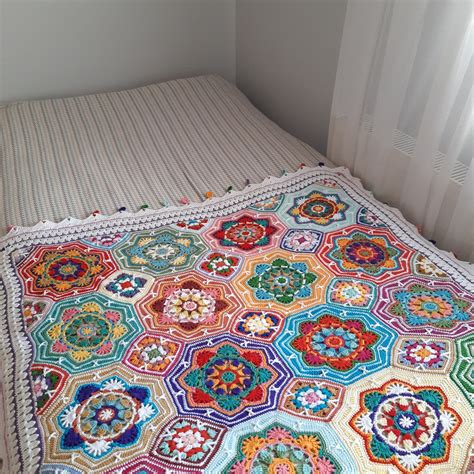 Multicolor Afghan Blanket Crochet Persian Tiles Blanket Etsy