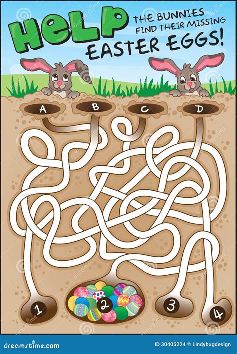 Labirinto Del Coniglietto Di Pasqua Per I Bambini Illustrazione