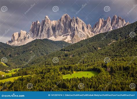 Geisler Odle Dolomites Peaks Val Di Funes Italy Stock Photo Image Of