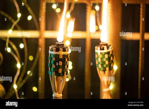 Bamboo Oil Lamp Or Pelita For Eid Or Hari Raya Decoration With Copy