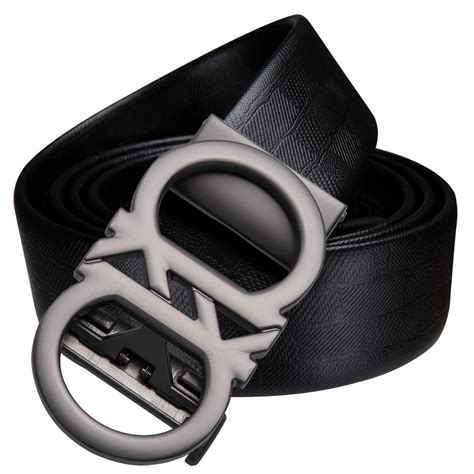 Hi Tie Brand Designer Belts For Men Classic Black Solid Leather Belt