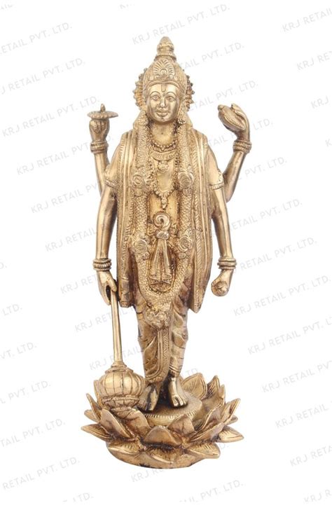 Four Armed Standing Hindu Lord Vishnu Bhagwan Idol Indian Decor Statue