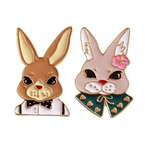 Buy Japanese Style Cute Rabbit Enamel Pins Mr And Ms
