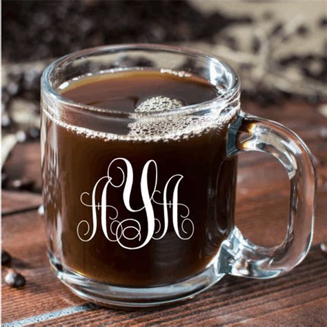 Monogram Glass Coffee Mug Etsy