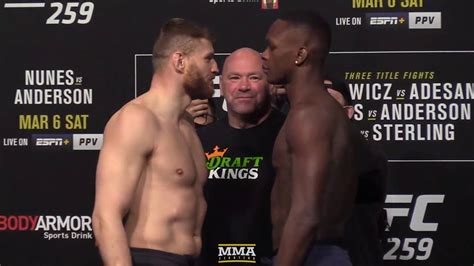 Ufc 259 Jan Blachowicz Vs Israel Adesanya Weigh In Staredown Mma