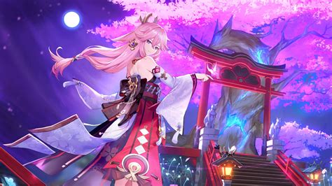 Yae Miko Laptop Wallpaper 4k