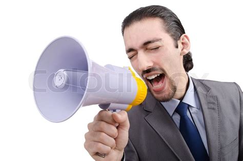Man Shouting And Yelling With Stock Image Colourbox