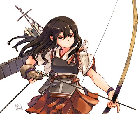 Tora Jun Akagi Kancolle Kantai Collection 10s 1girl Archery Arrow Projectile Blush