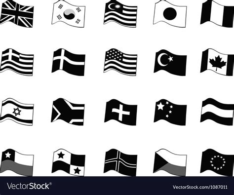 Black Country Flags Icon Set Royalty Free Vector Image