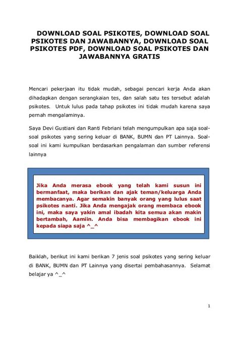 Apakah anda sering mengerjakan contoh soal psikotes? Soal Psikotes Tni Au Pdf - Unduh File Guru