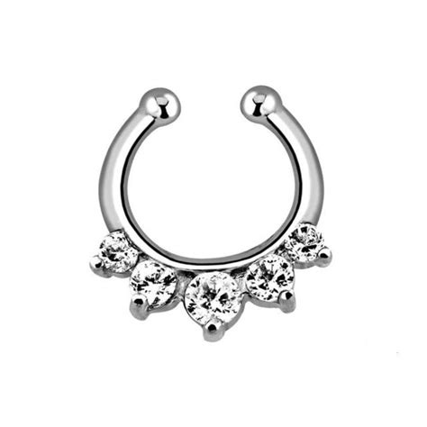 316 L Surgical Steel Zircon Fake Nose Ring Hoop Ring Nose Body Jewelry Fake Septum Rings Non