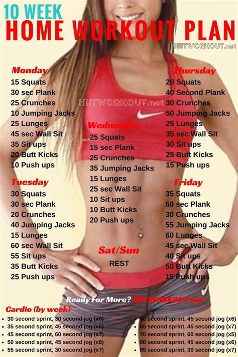 10 Week No Gym Home Workout Plan Workout Plan At Home