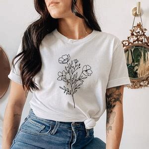 Botanical Floral Shirt Plant Graphic Wildflower Women S Tee Floral T