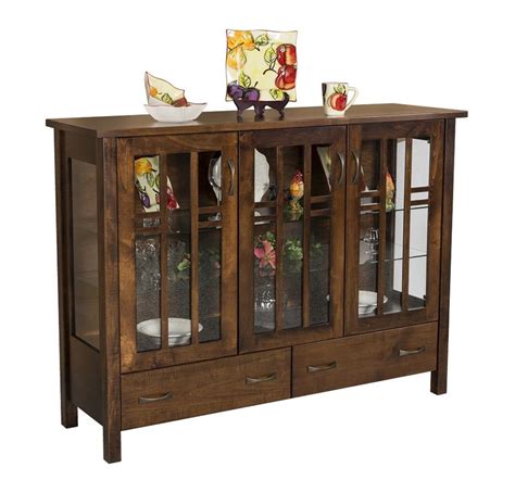 All hardwood curio cabinets 3 styles traditional, mission, heirloom choice of oak, maple, and cherry. Amish Acadia Curio Cabinet