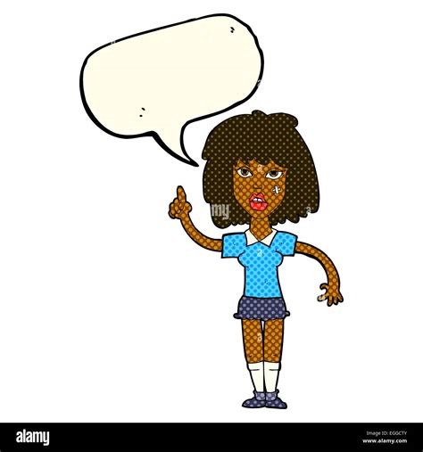 Cartoon Tough Woman With Idea With Speech Bubble Stock Vector Image