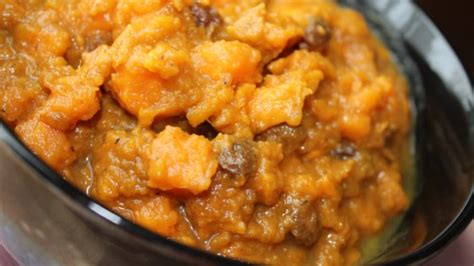 Drain raisins and stir into sweet potato mixture. Moroccan Sweet Potato and Raisin Salad Recipe - Allrecipes.com
