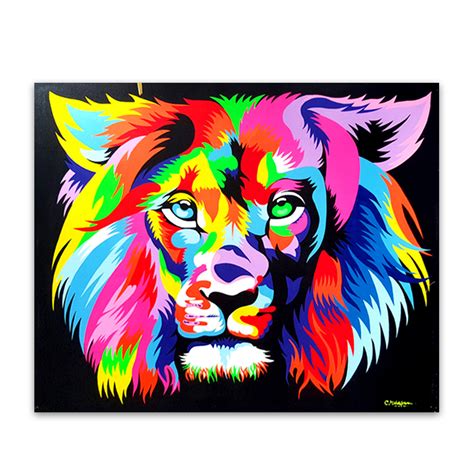 Buy Colourful Lion Pop Art And Oil Painting Online Perth