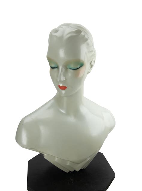 Vintage Art Deco Mannequin Head Elegant Painted Millinery Display