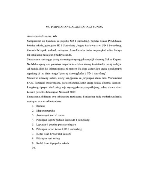 Contoh Mc Bahasa Sunda Pendek - Aneka Contoh