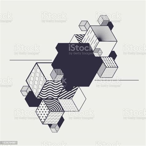 Spanduk Geometris Abstrak Dengan Kubus Dekoratif Ilustrasi Stok Unduh