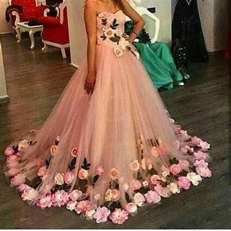 Beautiful Handmade Flowers Ball Gown Prom Dress For Weddings Sleeveless Tulle Pink Princess Prom
