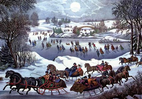 Central Park In Winter Painting By Currier And Ives Pixels