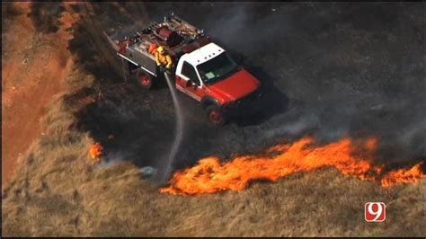 Oklahoma Firefighters Battle Grass Fires