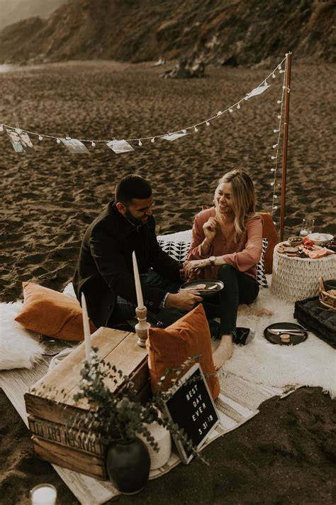 Dreamy Beach Picnic Proposal Kayla Esparza Traveling Wedding
