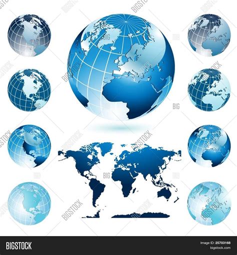 World Map Globes Vector And Photo Free Trial Bigstock