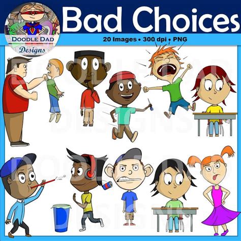 Bad Choices Clip Art Behavior Negative Rules Counseling Etsy