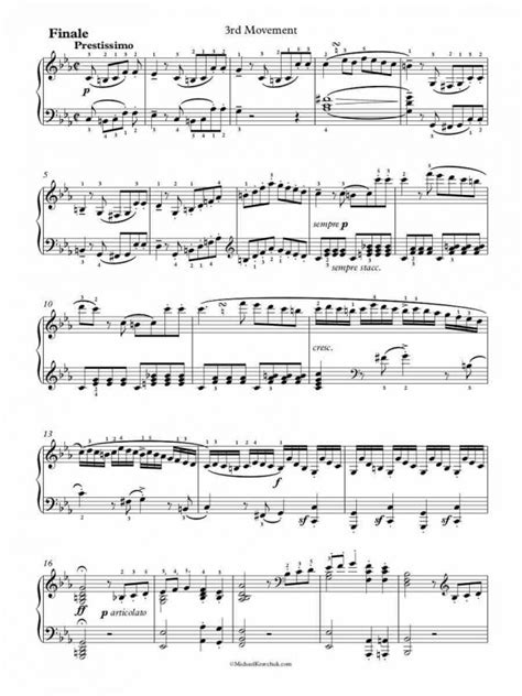 Free Piano Sheet Music Sonata No 5 3rd Movement Op 10 No 1