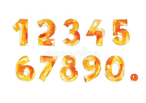 Watercolor Vector Numbers Yellow And White Decorative Numbers Mottled