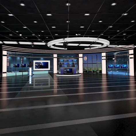Tv Virtual Stage News Room Studio 027 3d Model Buy Tv