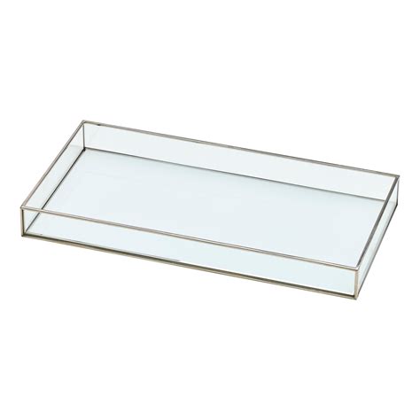 Glass Tray Silver And White Melange