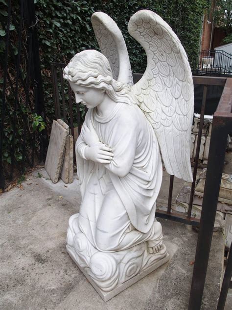 Large Kneeling Angel Statue in Carved Marble at 1stdibs