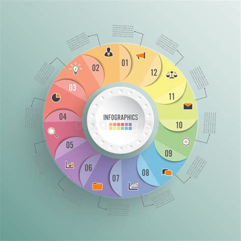 Circle Chart Infographic Template With 12 Options For Presentations